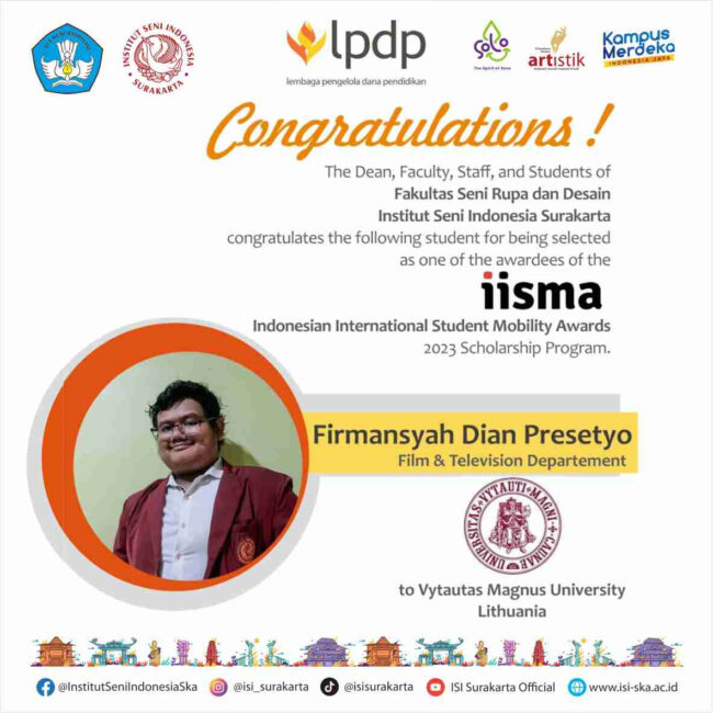Mahasiswa FTV ISI Surakarta lolos Program IISMA 2023 studi ke Lithuania