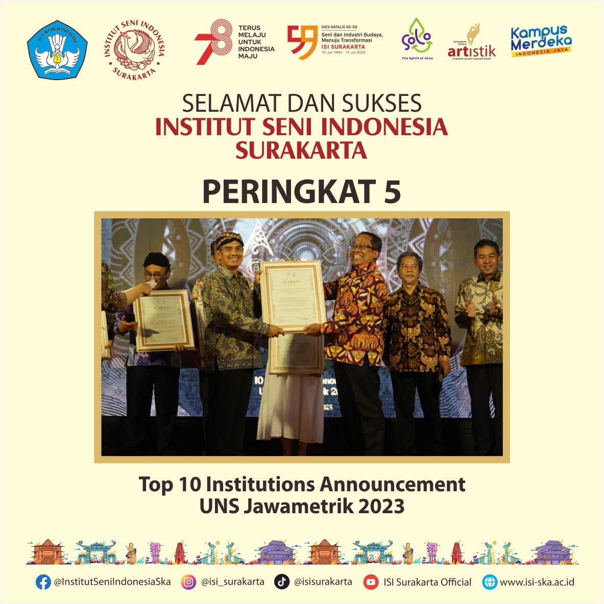 ISI Surakarta Naik Peringkat Di Top 10 Jawametrik 2023-1