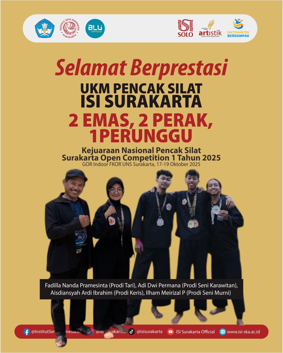 UKM Pencak Silat ISI Solo Raih Prestasi di Surakarta Open 2025-4